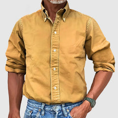 Stylish Khaki Button-Up Shirt for Men - Perfect for Casual and Semi-Formal Occasions