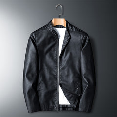 Stylish Stand-Collar Leather Jacket For Men - Perfect For Casual And Formal Wear