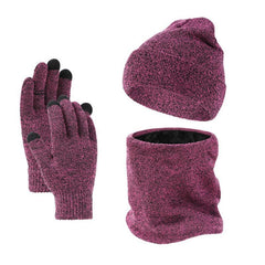 Men's Winter Plus Velvet Hat Scarf Gloves Three-piece Knitted Hat 11161881K