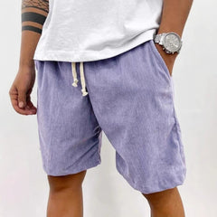 Men's Casual Corduroy Shorts with Adjustable Drawstring for Summer and Spring