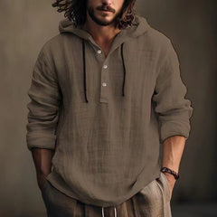 Stylish Hooded Henley Shirt for Men - Perfect for Casual and Outdoor Adventures