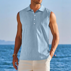 Men's Solid Color Lapel Pullover Tank Tops MTA0773D0X