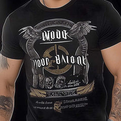 Men's Slim Fit Black Vintage Printed Short Sleeve T-Shirt MTA2062C2U