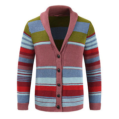 Men's Colorblock Lapel Sweater Jacket 02918584X
