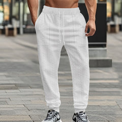 Men's Fashionable Textured Jogger Pants with Adjustable Drawstring Waist