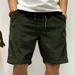 Men's Solid Color Corduroy Elastic Waist Cargo Shorts 80689308Z