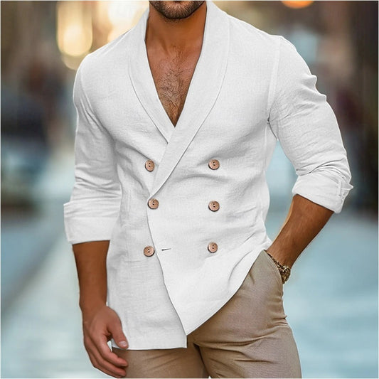 Double-Breasted Casual Blazer for Men - Stylish and Versatile Design
