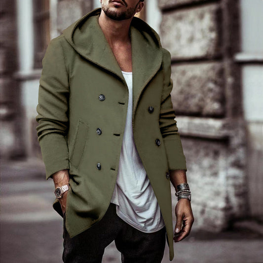 Stylish Double-Breasted Pea Coat For Men - Perfect For Casual And Formal Wear