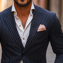Men's Striped Casual Single Breasted Blazer MTA0369D3X