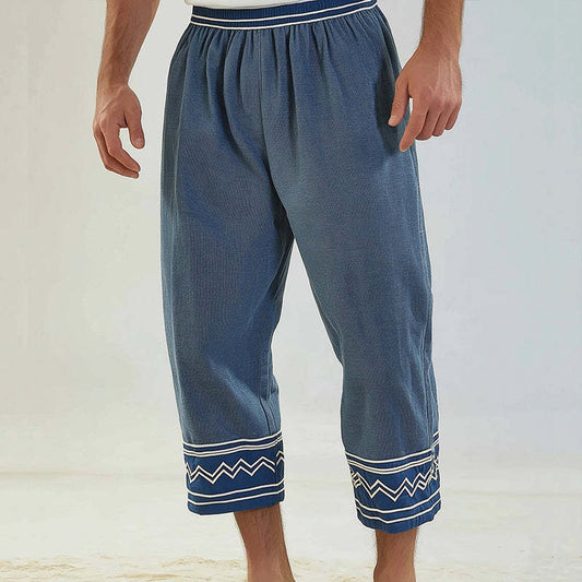 Men's Retro Casual Ethnic Style Geometric Print Cropped Pants MTA0224D9TO