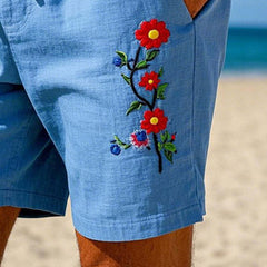 Men's Simple Embroidered Lightweight Beach Shorts MTA1479C3P