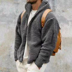 Cozy Hooded Jacket With Faux Fur Lining For Men - Perfect For Winter Outdoors