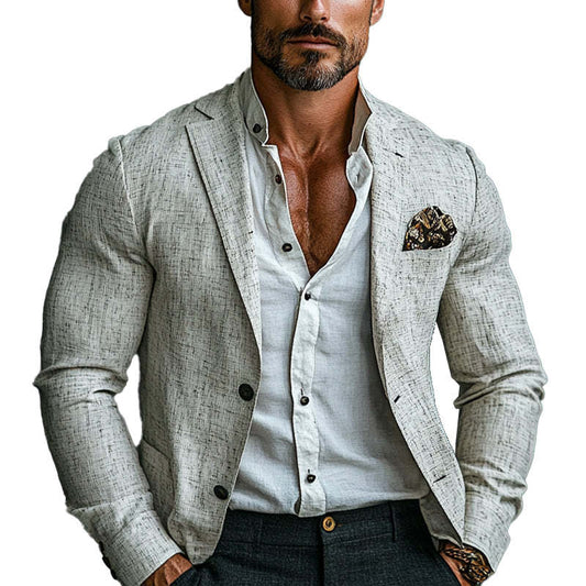 Men's Casual Cotton And Linen Blazer 43047072X