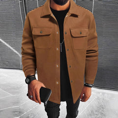 Stylish Men's Brown Jacket With Functional Pockets And Modern Design