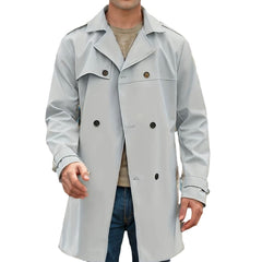 Classic Double-Breasted Trench Coat For Men - Stylish And Versatile Outerwear