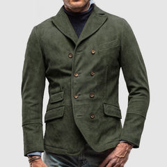 Olive Green Double-Breasted Blazer for Men - Stylish and Versatile Jacket