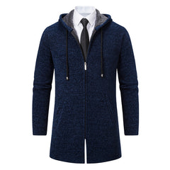 Men's Stylish Hooded Zip-Up Coat With Faux Fur Lined Collar - Perfect For Winter And Formal Occasions