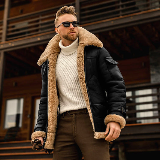 Winter Essential Aviator Jacket with Detachable Fur Collar