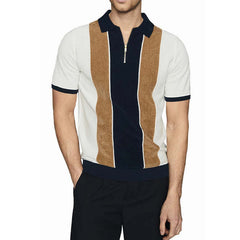 Men's Polo Collar Colorblock Print Short Sleeve T-Shirt MTA1943C7U