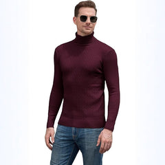 Men's High Neck Cable Knit Sweater - Stylish and Cozy Winter Essential