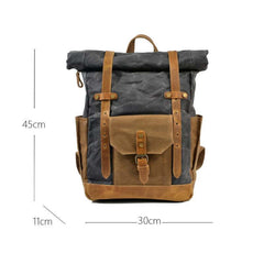 Men's Vintage Contrast Waterproof Canvas Multi-Pocket Backpack 05291124Y