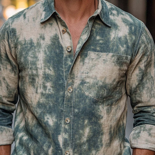 Men's Fashion Retro Mottled Print Casual Shirt MTA2531C0U