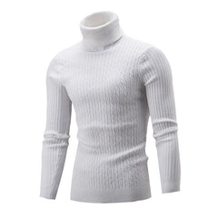 High Neck Ribbed Knit Sweater for Men - Stylish and Comfortable Winter Wear