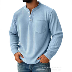 Men's Casual Henley Shirt With Chest Pocket - Perfect For Everyday Wear