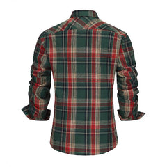 Men's Retro Casual Christmas Plaid Lapel Long Sleeve Shirt 23864501TO
