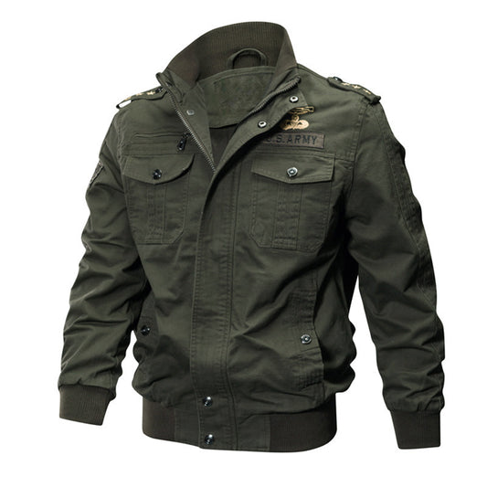Men's Military-Style Jacket with U.S. Army Patch - Perfect for Outdoor Adventures