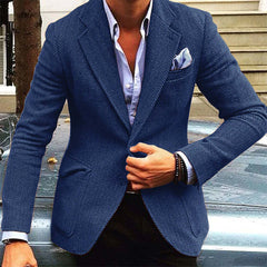 Men's Vintage Herringbone Lapel Single Breasted Blazer 84719153M