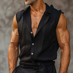 Men's Simple Faux Acetate V-Neck Vest MTA1709C1P