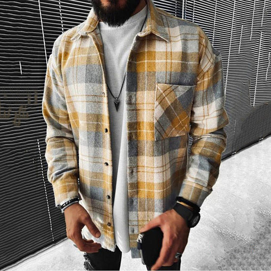 Stylish Plaid Button-Up Shirt for Men - Perfect for Casual and Semi-Formal Occasions