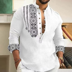Stylish Embroidered Henley Shirt for Men - Perfect for Casual and Semi-Formal Occasions