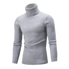 High Neck Ribbed Knit Sweater for Men - Stylish and Comfortable Winter Wear