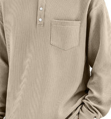 Stylish Henley Shirt With Vertical Stripes For Men - Perfect For Casual And Everyday Wear