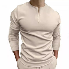 Stylish Men's Long Sleeve Henley Shirt For Casual And Formal Wear