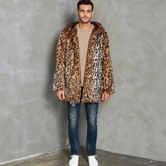 Leopard Print Faux Fur Coat For Men - Stylish And Warm Winter Outerwear