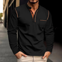 Stylish Men's Henley Polo Shirt with Contrast Trim - Perfect for Casual and Semi-Formal Occasions