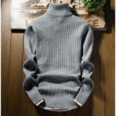 High Neck Ribbed Knit Sweater for Men - Stylish and Comfortable Winter Wear