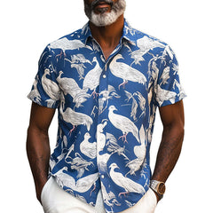 Men's Spring Fashion Pigeon Printed Casual Sports Short Sleeve Shirt MTA0975D7P