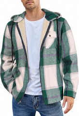 Flannel European And American Men's Jacket 2024 New Amazon Long-sleeved Hooded Plus Velvet Loose Men's Casual Jacket