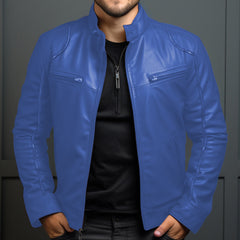 Stylish Men's Biker Jacket With Zippered Pockets And Sleek Design