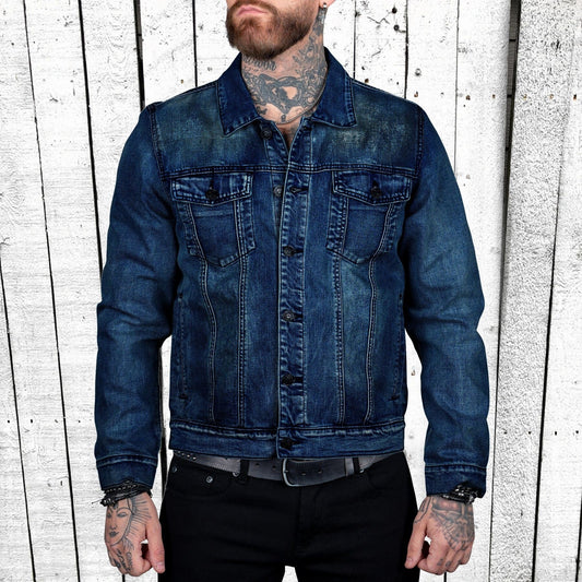 Classic Denim Jacket with Stylish Tattoo-Inspired Design