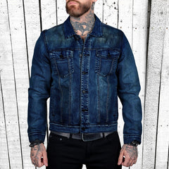 Classic Denim Jacket with Stylish Tattoo-Inspired Design