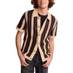 Striped Short-Sleeve Knit Cardigan For Men