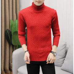 High Neck Ribbed Knit Sweater for Men - Stylish and Comfortable Winter Wear