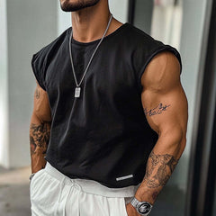 Men's Solid Color Outdoor Round Neck Sports Tank Top MTA2758C3X