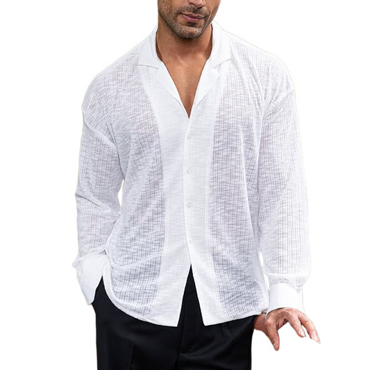 Men's Striped Breathable Long Sleeve Shirt MTA0342D4X