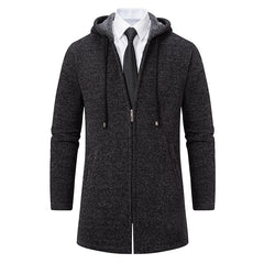 Men's Stylish Hooded Zip-Up Coat With Faux Fur Lined Collar - Perfect For Winter And Formal Occasions